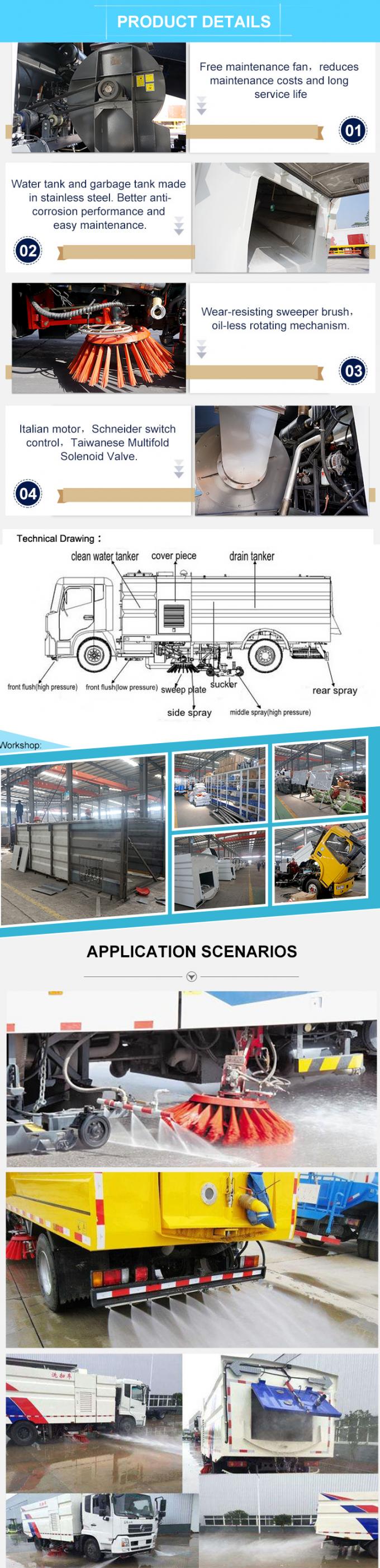 Chengli Light Duty 5000L Self Dump Street Sweeper Road Cleaning Truck